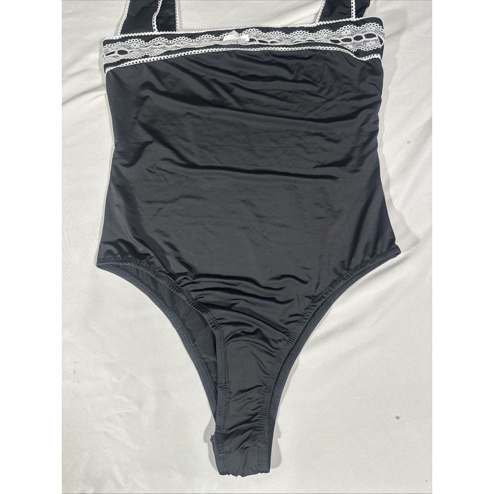 NWD $49‎ Princess Polly [ 4 US ] Square Neck Lace Keating Bodysuit Black #6996 - Picture 6 of 13